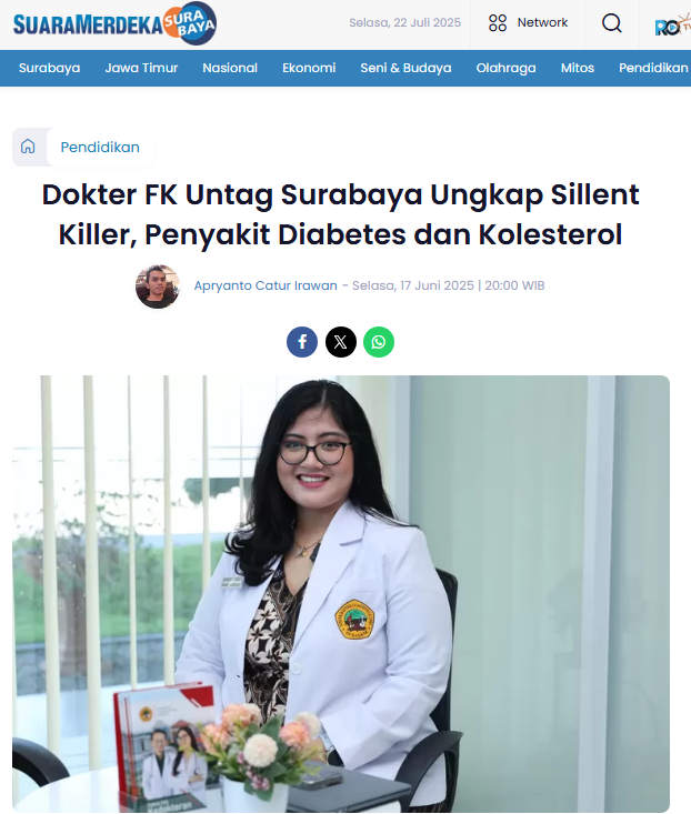 Dokter FK Untag Surabaya Ungkap Sillent Killer, Penyakit Diabetes dan Kolesterol
