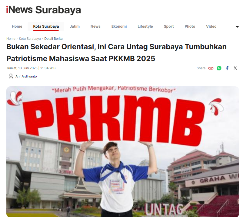 Bukan Sekedar Orientasi, Ini Cara Untag Surabaya Tumbuhkan Patriotisme Mahasiswa Saat PKKMB 2025