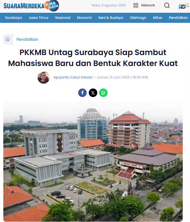 PKKMB Untag Surabaya Siap Sambut Mahasiswa Baru dan Bentuk Karakter Kuat