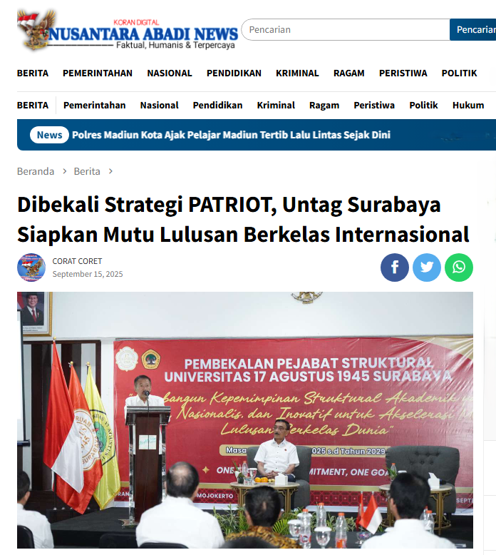 Dibekali Strategi PATRIOT, Untag Surabaya Siapkan Mutu Lulusan Berkelas Internasional
