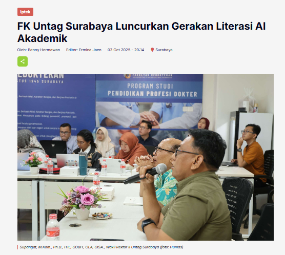 FK Untag Surabaya Luncurkan Gerakan Literasi AI Akademik