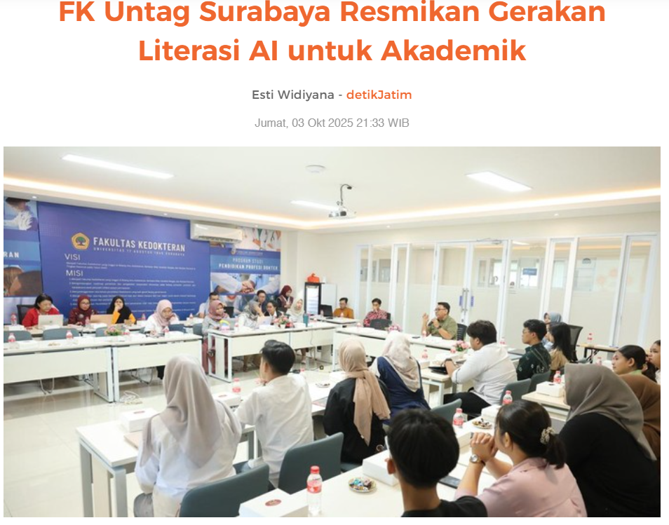 FK Untag Surabaya Resmikan Gerakan Literasi AI untuk Akademik  