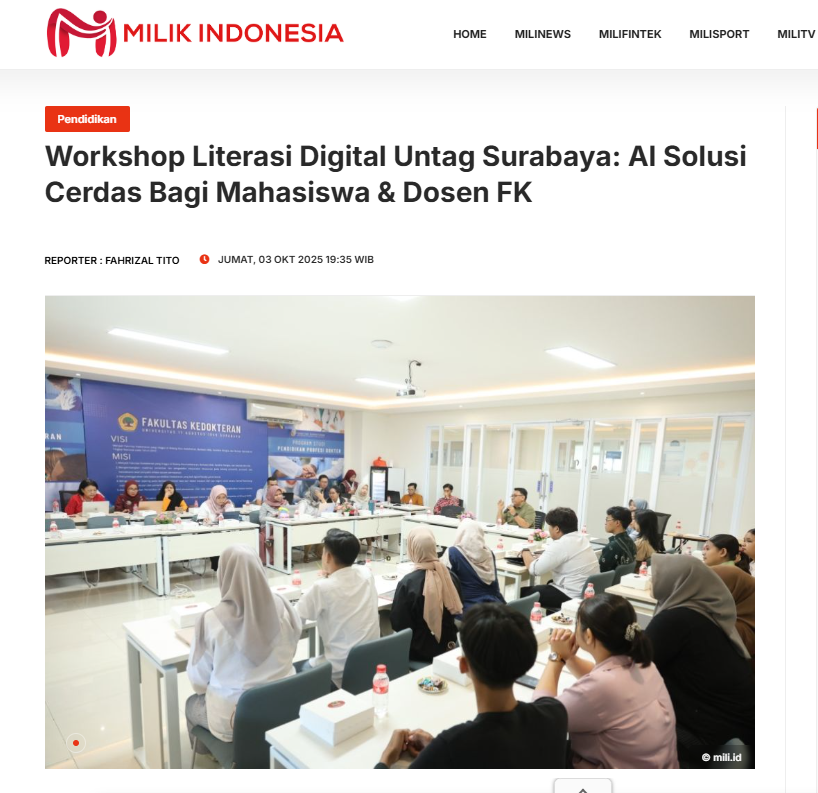 Workshop Literasi Digital Untag Surabaya: AI Solusi Cerdas Bagi Mahasiswa & Dosen FK