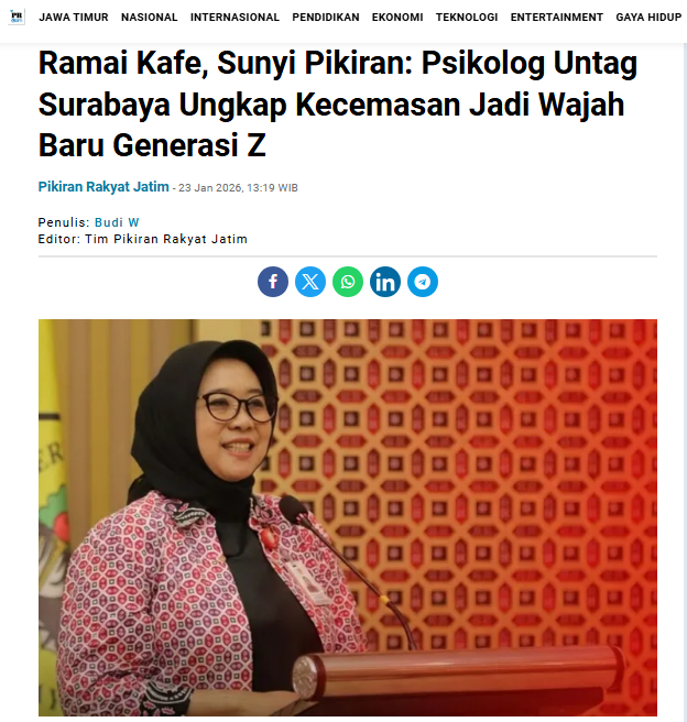 Ramai Kafe, Sunyi Pikiran: Psikolog Untag Surabaya Ungkap Kecemasan Jadi Wajah Baru Generasi Z 