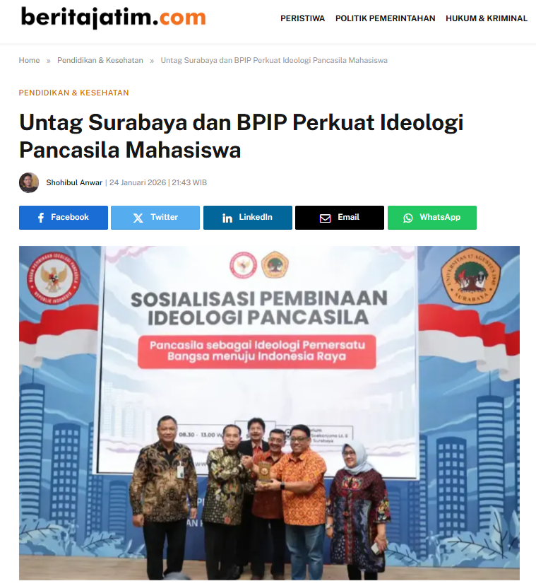 Untag Surabaya dan BPIP Perkuat Ideologi Pancasila Mahasiswa