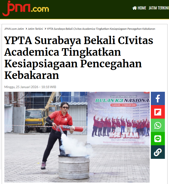 YPTA Surabaya Bekali CIvitas Academica Tingkatkan Kesiapsiagaan Pencegahan Kebakaran