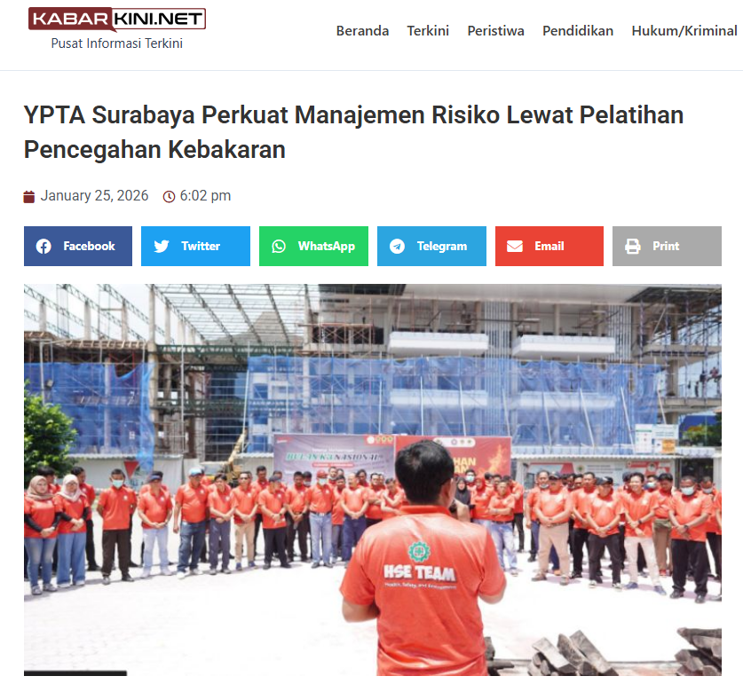 YPTA Surabaya Perkuat Manajemen Risiko Lewat Pelatihan Pencegahan Kebakaran