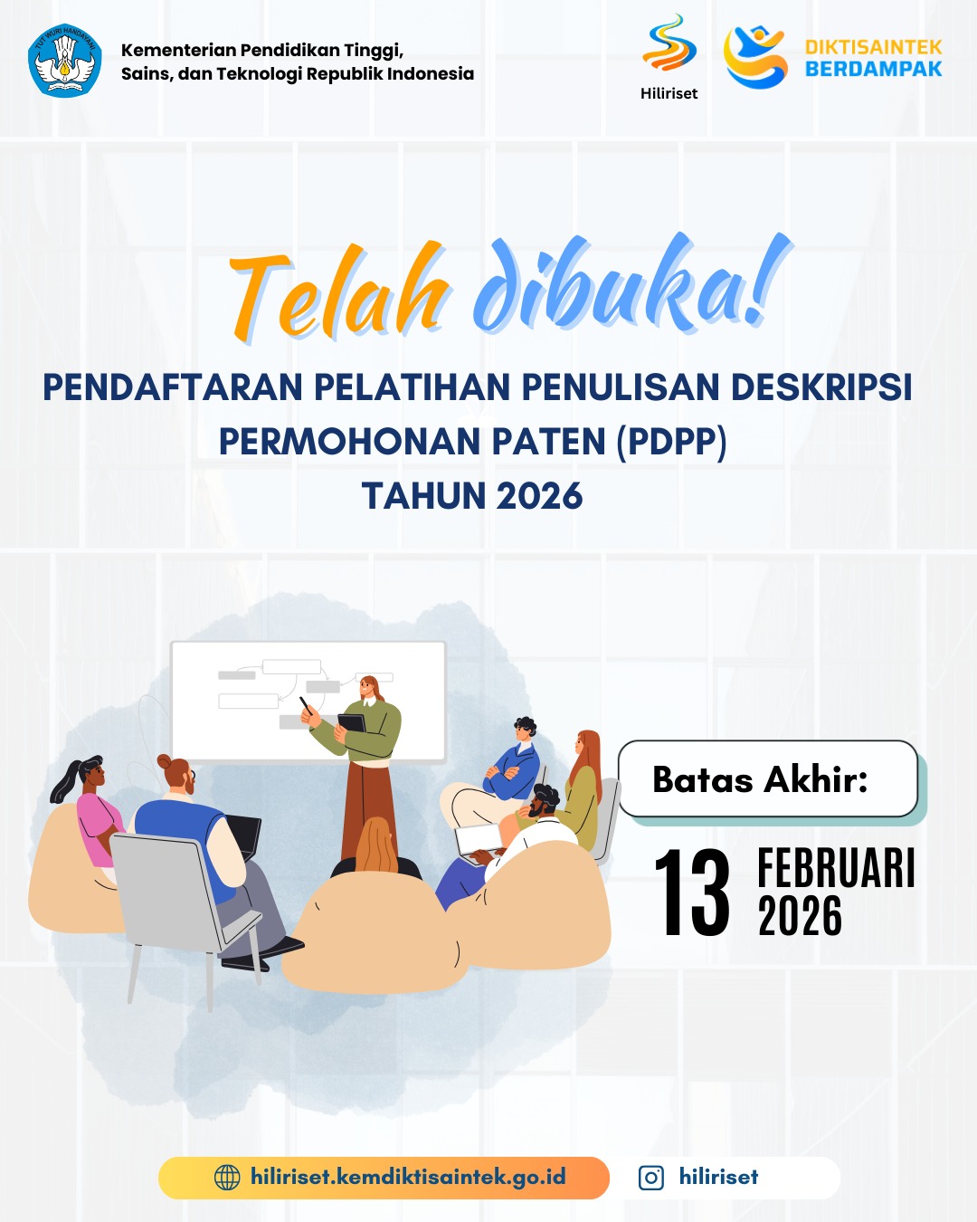 Pendaftaran Pelatihan Penulisan Deskripsi Permohonan Paten (PDPP) Tahun 2026