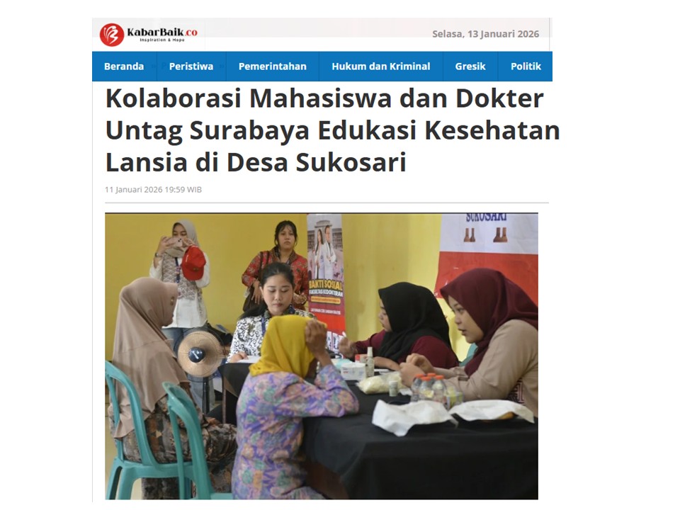 Kolaborasi Mahasiswa dan Dokter Untag Surabaya Edukasi Kesehatan Lansia di Desa Sukosari