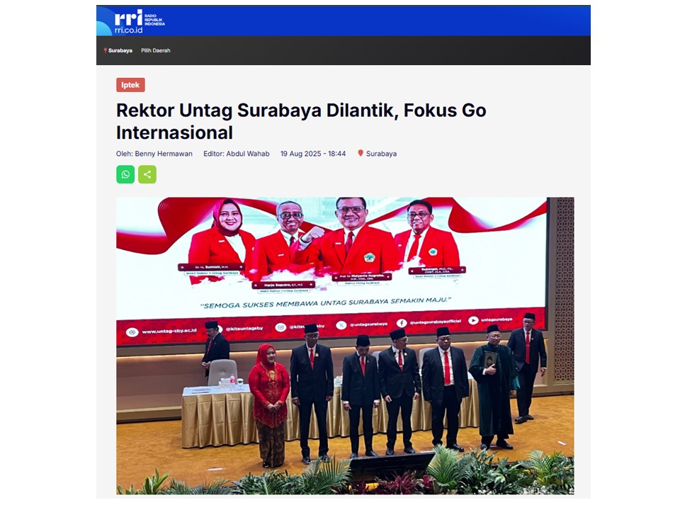 Rektor Untag Surabaya Dilantik, Fokus Go Internasional